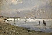 Hugo Salmson Trelleborgs hamn oil on canvas